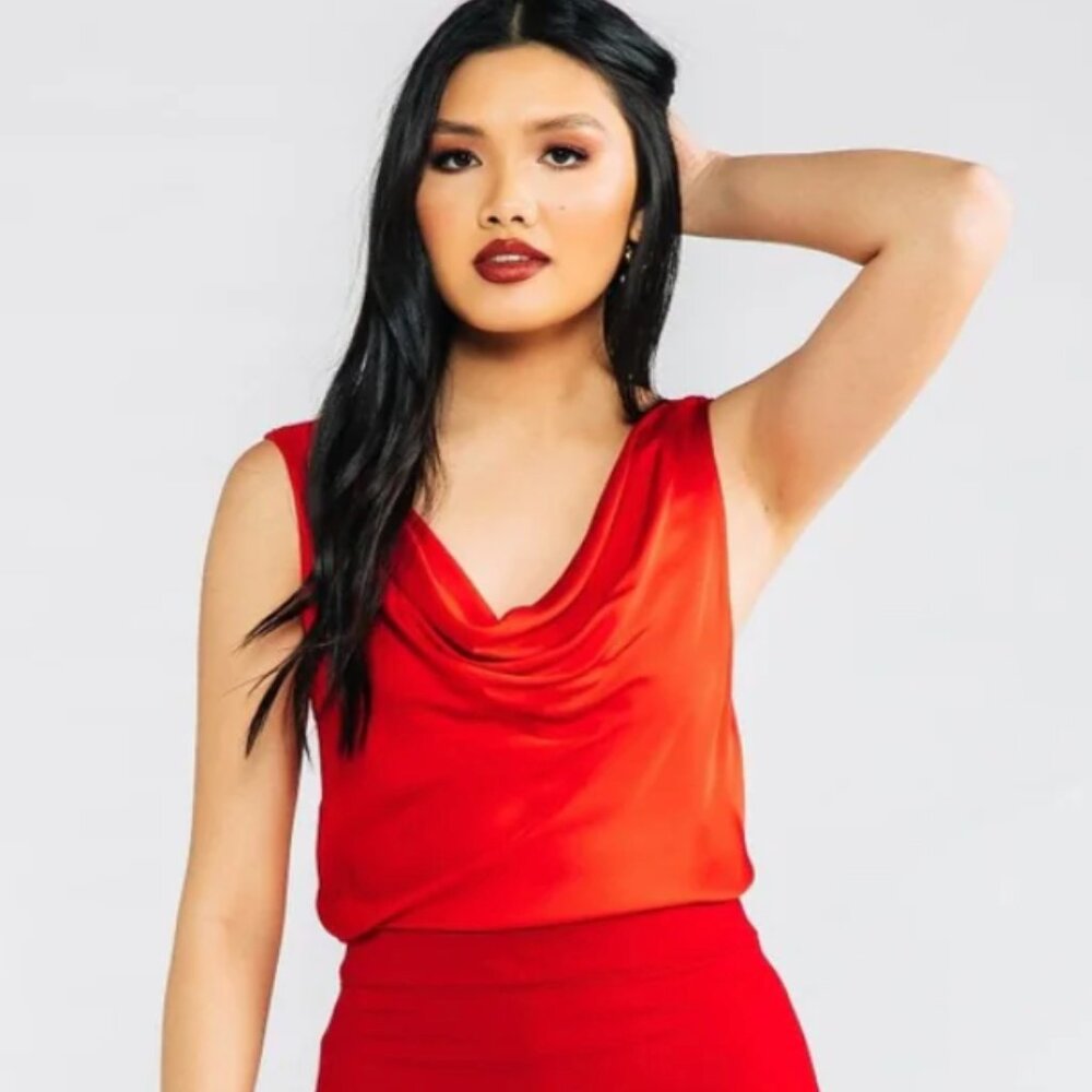 NWT Chloe Kristyn Chloe Red Cowl Neck Blouse